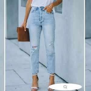 Kason Distressed High Rise Denim from VICI Collection